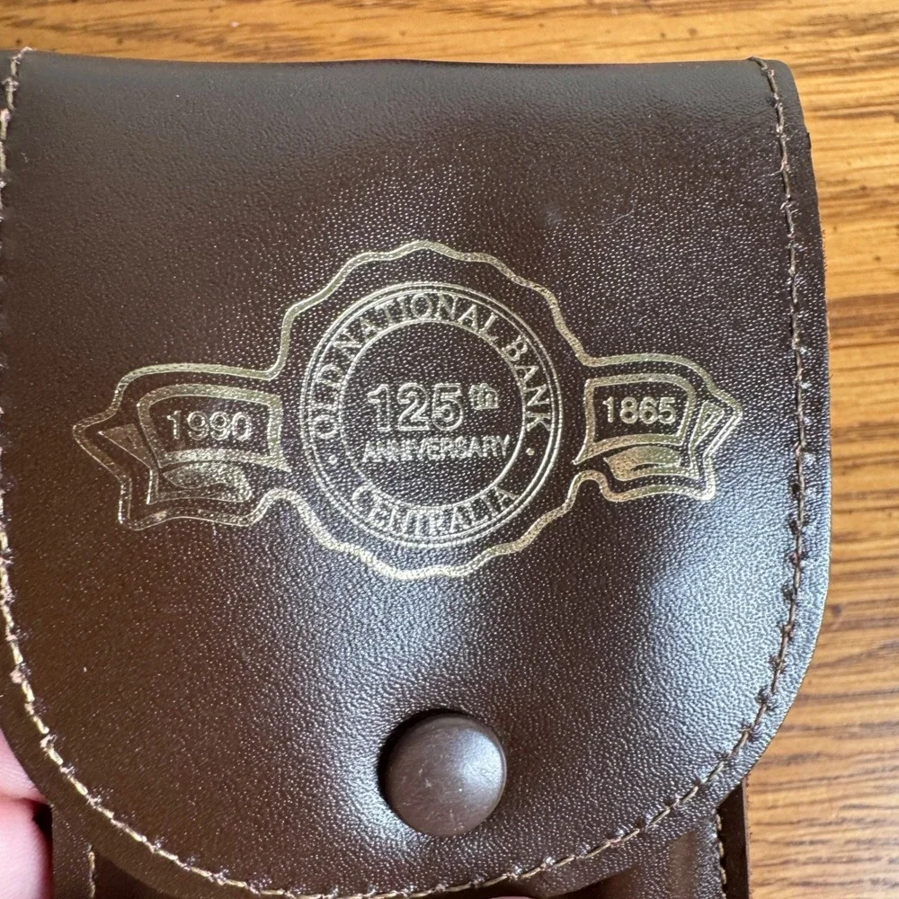 Old National‎ Bank 125th Anniversary Centralia IL Leather Pouch Grooming Tools